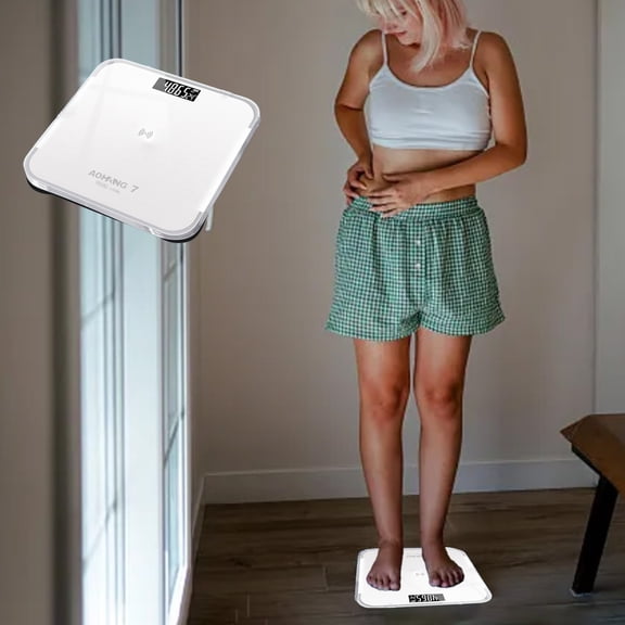 Inerposs Stylish Electronic Weight Scale, High-definition LCD Display, Rechargeable Mini Scale, Durable Tempered Glass Bathroom Scale for Home Use, Accurate Weight Measurement