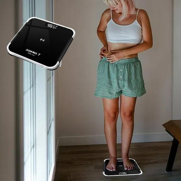 Inerposs Stylish Electronic Weight Scale, High-definition LCD Display, Rechargeable Mini Scale, Tempered Glass Body, Accurate Measurement Tool for Health Monitoring
