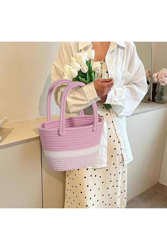Summer Straw Bag for Women, Shoulder Beach Tote Handbag, Woven Shopping Travel Bag for 2025, Natural Casual Fashion Design