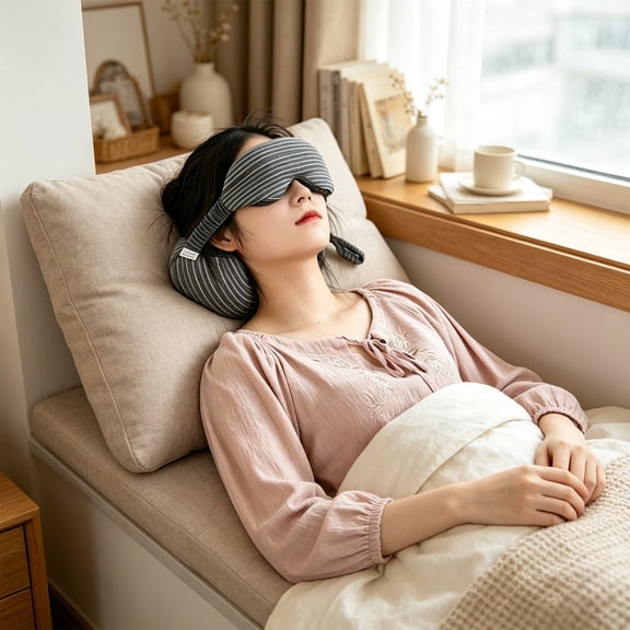 Inerposs Travel Neck Pillow, Memory Foam Eye Mask, U Shaped Pillow, Office Nap Support, Comfortable Sleep Aid for Airplane and Car Use