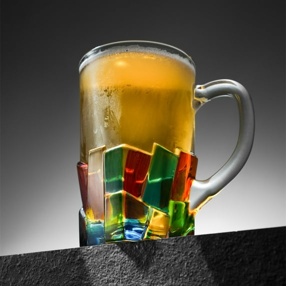 Inerposs Unique Design Large Capacity Glass Beer Mug with Handle, Durable and Stylish for Whiskey, Wine, and Beverages