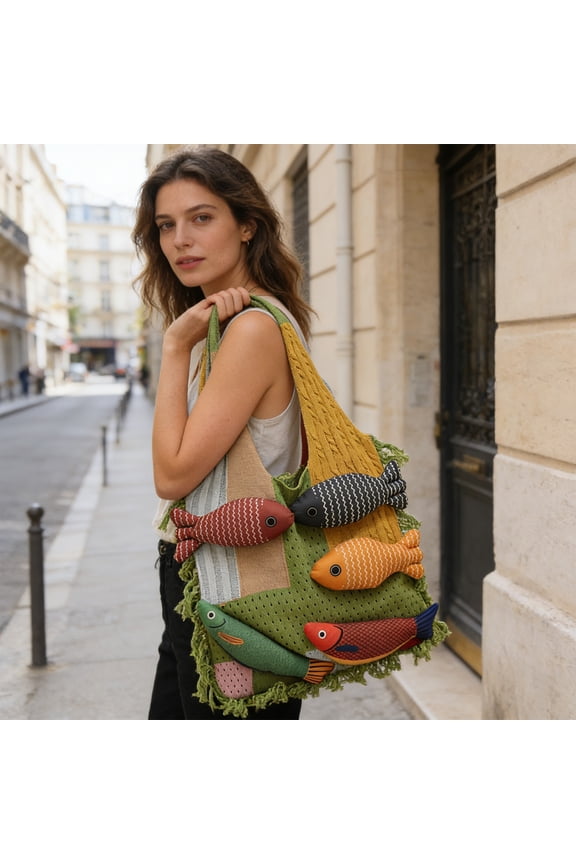 Versatile Tote Bag, Stylish Wool Knitted Shoulder Bag, Spacious Everyday Tote, Sturdy Polyester Travel Bag, Comfortable Carrying Design