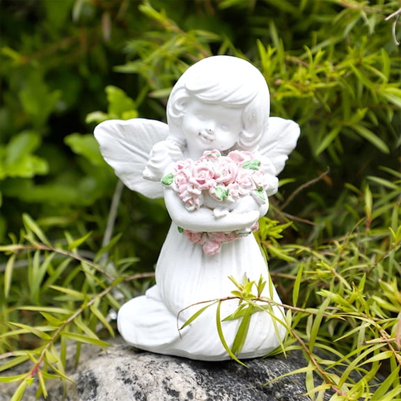 Inerposs Vintage Resin Statue, Praying Angel Ornament, Wing Candle Holder, Home Decor Sympathy Gift, Inspirational Keepsake for Memorial and Housewarming