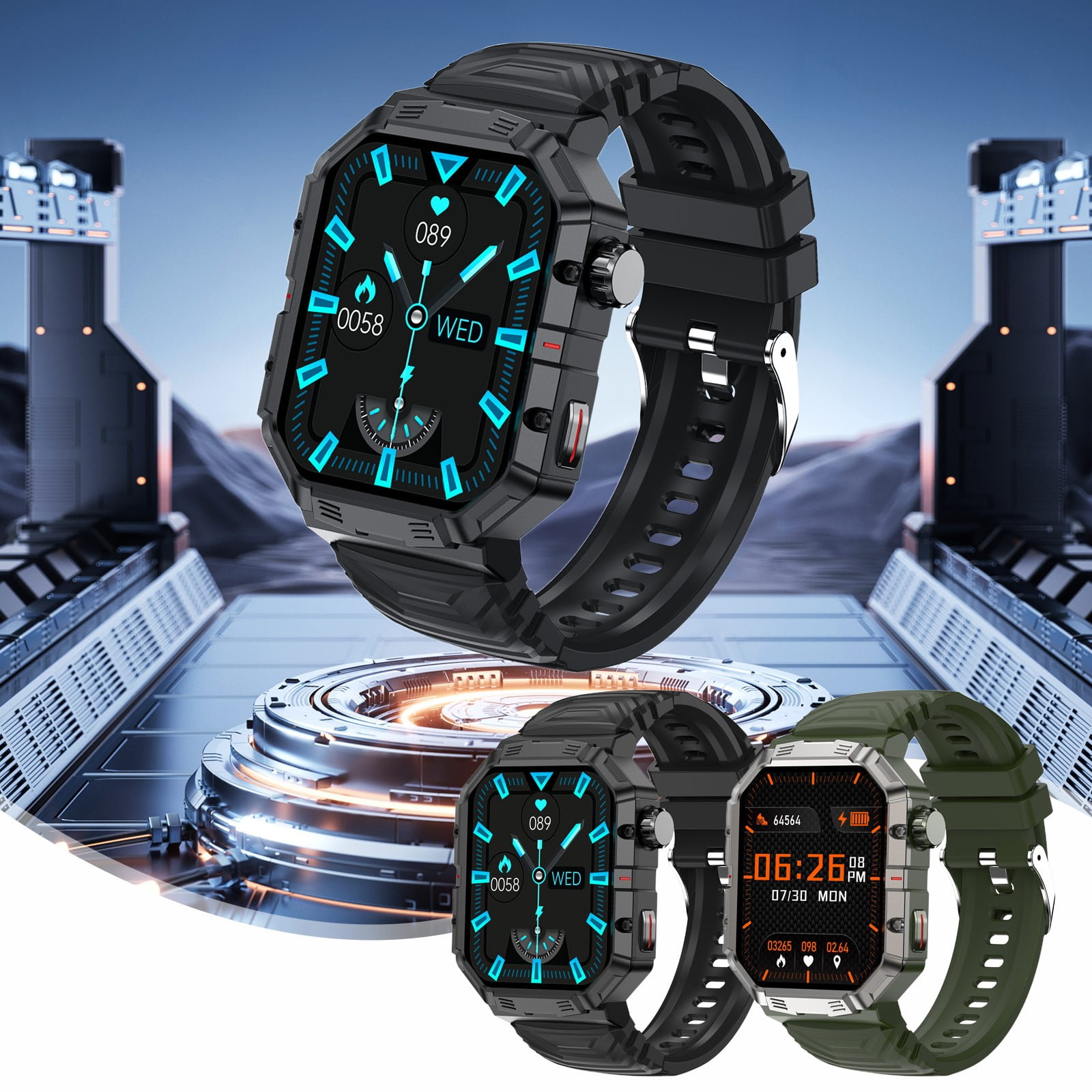 Mens Techno Pave LED Watch Touch Screen Silicone Black Band Ideal Wrist Gift Walmart