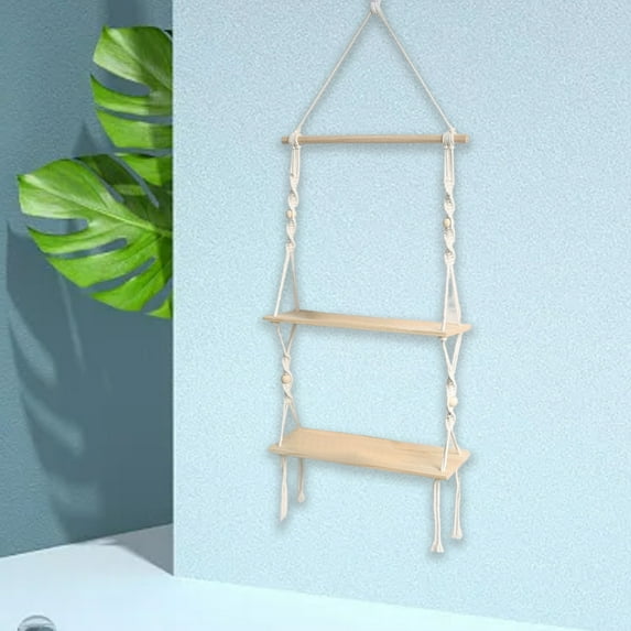 Inerposs Wood Floating Plant Shelf, Hanging Plant Hanger, Indoor Planter Rack, Decorative Plant Display Stand, Flower Pot Storage Organizer