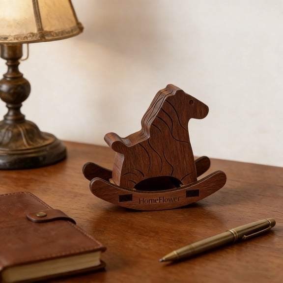 Inerposs Wooden Horse Ornament, Rocking Horse Decor, Aroma Diffuser, Home Decoration, Table Centerpiece, Rustic Wood Craft