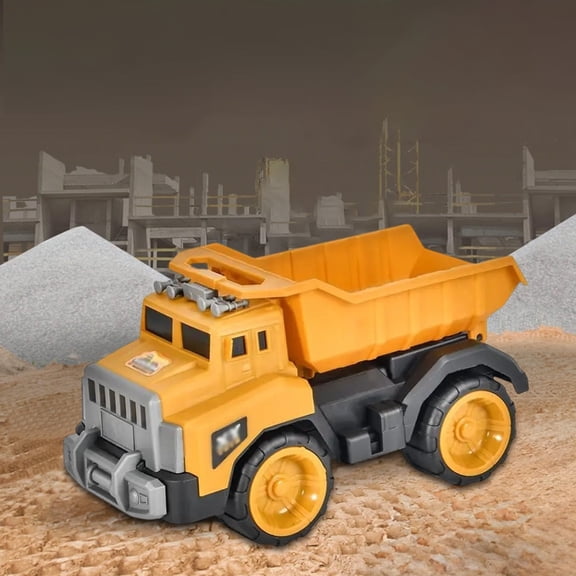 Inertia-Powered Construction Vehicle Toy - All-Terrain Engineering Dump Truck w/Rubber Tracks for Sand Play, Role Play Gift for Boys & Girls Age 3+ Yellow