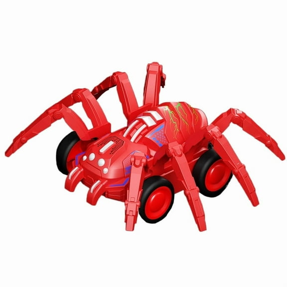 Inertia Powered Spider Racer Toy, Moving Legs & PK Racing, Rubber Tires, Kids Birthday Christmas Halloween Gift, Party Favor(Red)