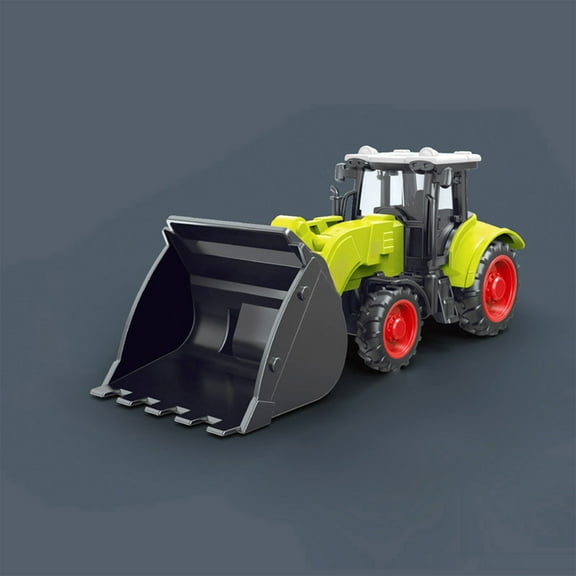Inertia Powered Tractor Toy for Kids, Realistic Farm Vehicle with Movable Parts, Construction Bulldozer Car for Children Ages 3+ (Green, 6.88 inch)