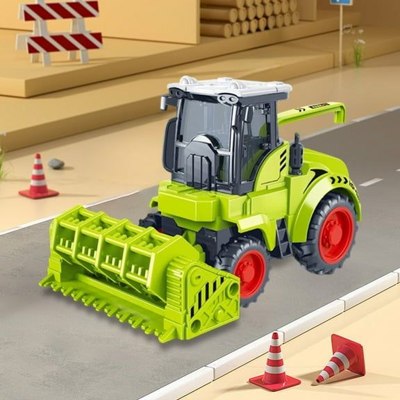 Inertia Powered Tractor Toy for Kids, Realistic Farm Vehicle with Movable Parts, Construction Bulldozer Car for Children Ages 3+ (Green, 6.88 inch)