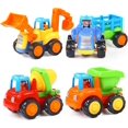 thumbnail image 1 of Inertia Toy Early Educational Toddler Baby Toy Friction Powered Cars Push and Go Cars Tractor Bulldozer Dumper Cement Mixer Engineering Vehicles Toys for Children Boys Girls Kids Gift 4PCS, 1 of 7