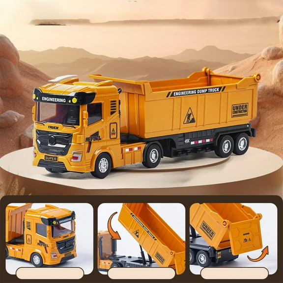 Inertial Alloy Engineering Vehicle Series, Excavator Concrete Mixer Crane and Bulldozer Toy Set for Boys, Durable Die-Cast Construction Toys