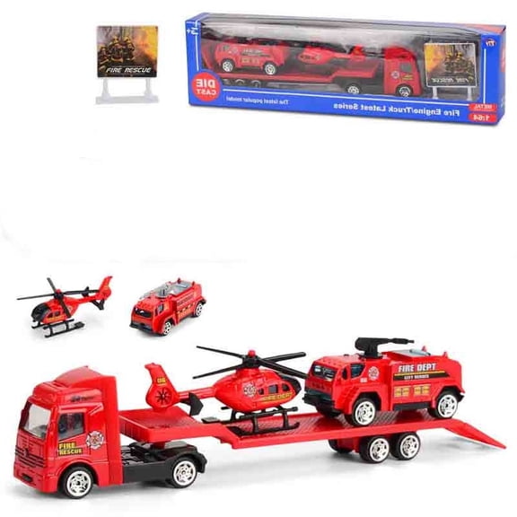 Inertial Glide Trailer Race Car Transport Toy Police Car/Fire Truck/Engineering Vehicle