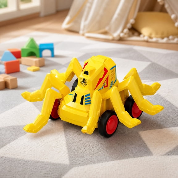 Inertial Push Sliding Car Toy with Moving Leg Mechanism - No Battery Required Stunt Vehicle for Interactive Play - Crawling Motion Simulation Toy for Active Play and Skill Development
