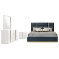 thumbnail image 1 of Ines 4-piece Eastern King Bedroom Set Navy and White High Gloss, 1 of 18