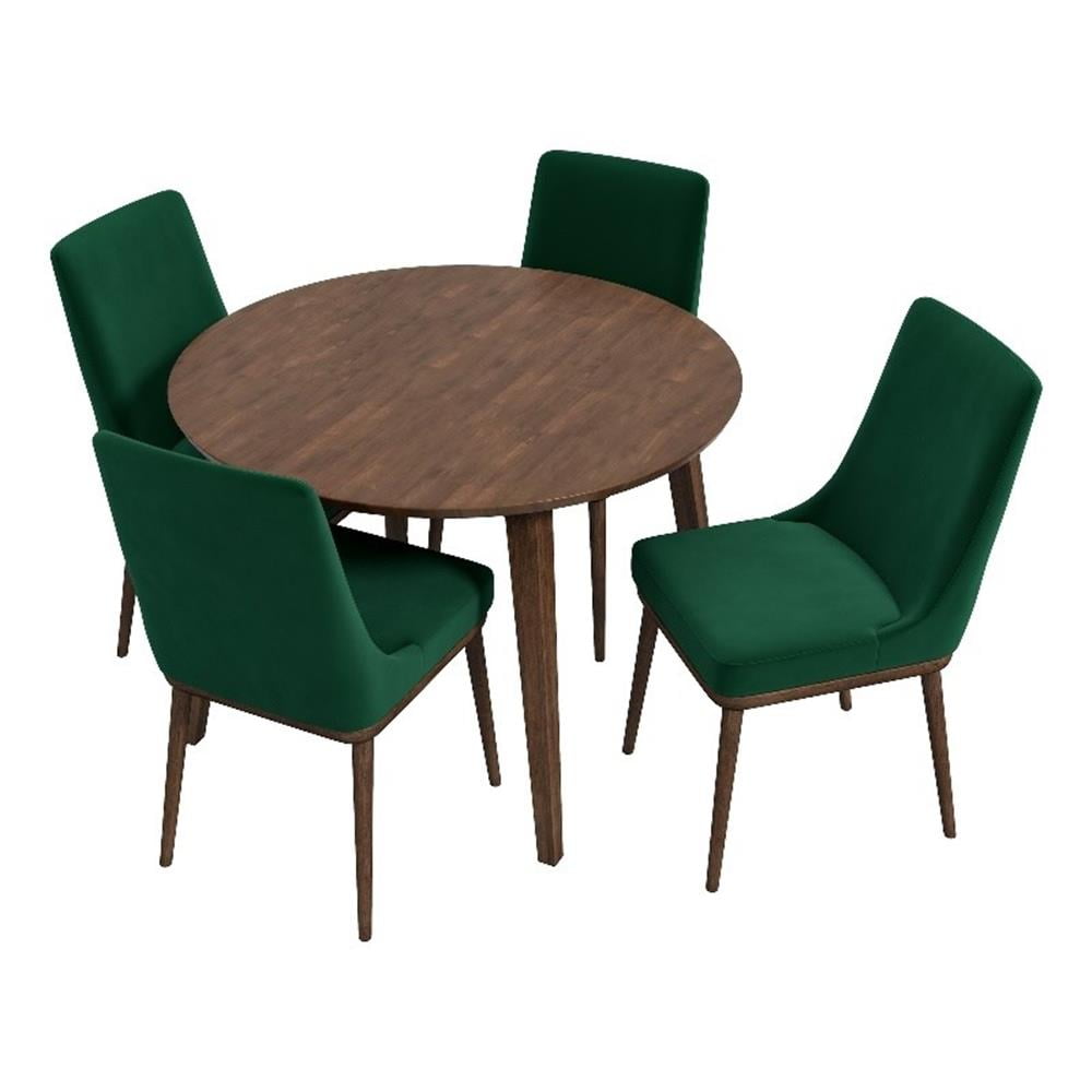 Ines Modern Solid Wood Walnut Kitchen & Dining Room Table and Chair Set ...