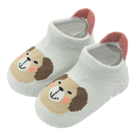 Inevnen 1/6 Pairs Baby Non Slip Grip Cotton Animal Ankle Socks with Non Skid Soles for Newborn Toddler Boy Girl