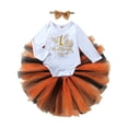 thumbnail image 1 of Inevnen 3Pcs Baby Girls My 1st Halloween Outfits Pumpkin Print Romper Bow Tutu Dress Headband, 1 of 8