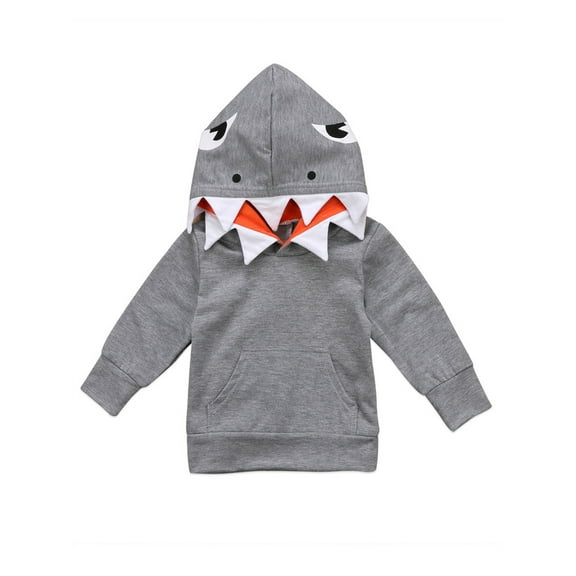 Inevnen Baby Boys Shark Pullover Hoodie with 3D Fin Kids Toddler Sweatshirt Tops