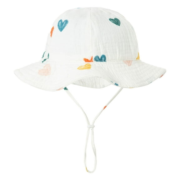 Inevnen Baby Bucket Hat Sun Protection Infant Wide Brim Fisherman Floppy Hat Floral with Chin Strap