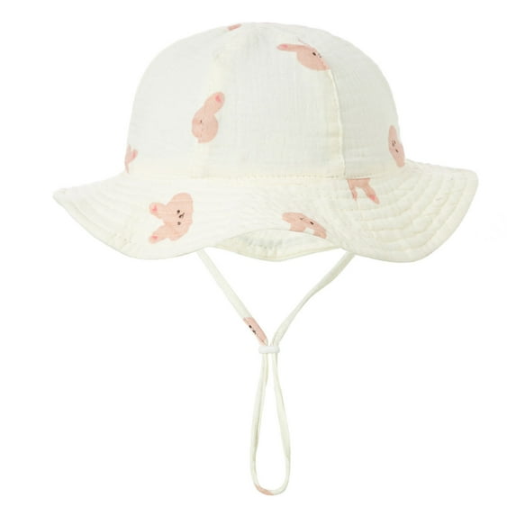 Inevnen Baby Bucket Hat Sun Protection Infant Wide Brim Fisherman Floppy Hat Floral with Chin Strap