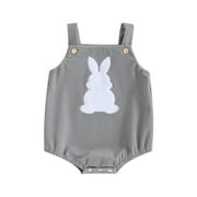 Inevnen Baby Girl Boy Easter Outfits Newborn Infant Rabbit Romper Corduroy Bunny Ears Jumpsuit Summer Clothes
