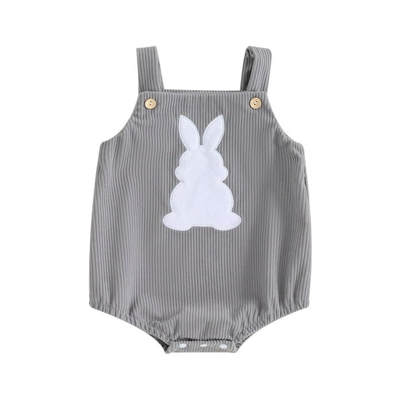 Inevnen Baby Girl Boy Easter Outfits Newborn Infant Rabbit Romper Corduroy Bunny Ears Jumpsuit Summer Clothes