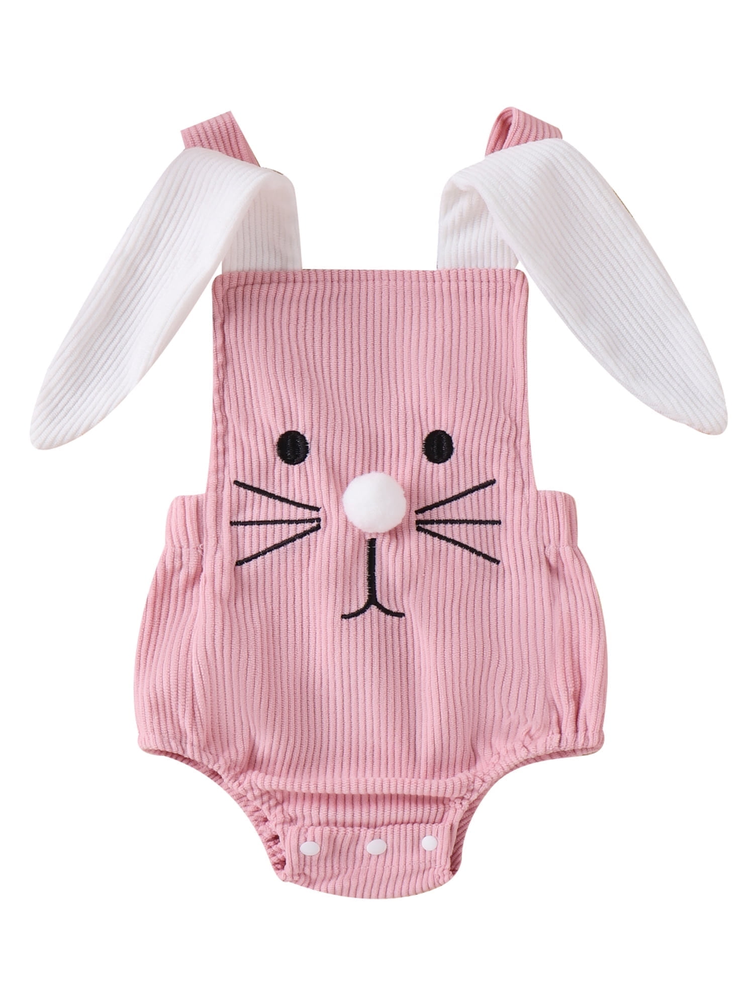 White Pima Cotton Baby Romper With Bunny Ears Adorable Infant Outfit Copy