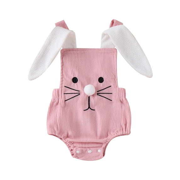 Inevnen Baby Girl Boy Easter Outfits Newborn Infant Rabbit Romper Corduroy Bunny Ears Jumpsuit Summer Clothes