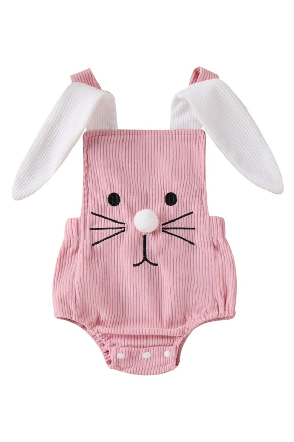 Baby Girl Boy Easter Outfits Newborn Infant Rabbit Romper Corduroy Bunny Ears Jumpsuit Summer Clothes