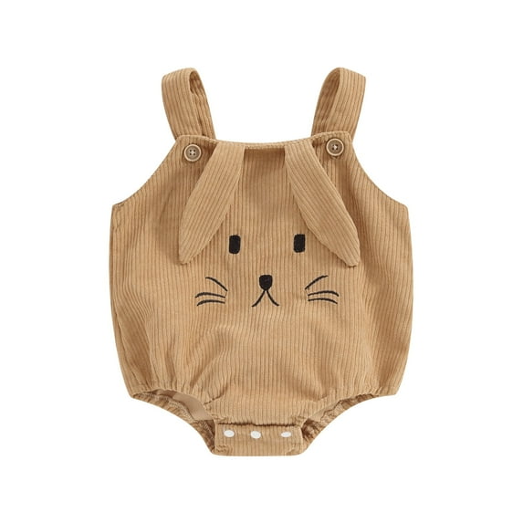 Inevnen Baby Girl Boy Easter Outfits Newborn Infant Rabbit Romper Corduroy Bunny Ears Jumpsuit Summer Clothes