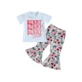 thumbnail image 1 of Inevnen Baby Girl Easter Outfits My 1st Easter Ruffle Sleeve Letter Romper Bunny Flare Pant, 1 of 8