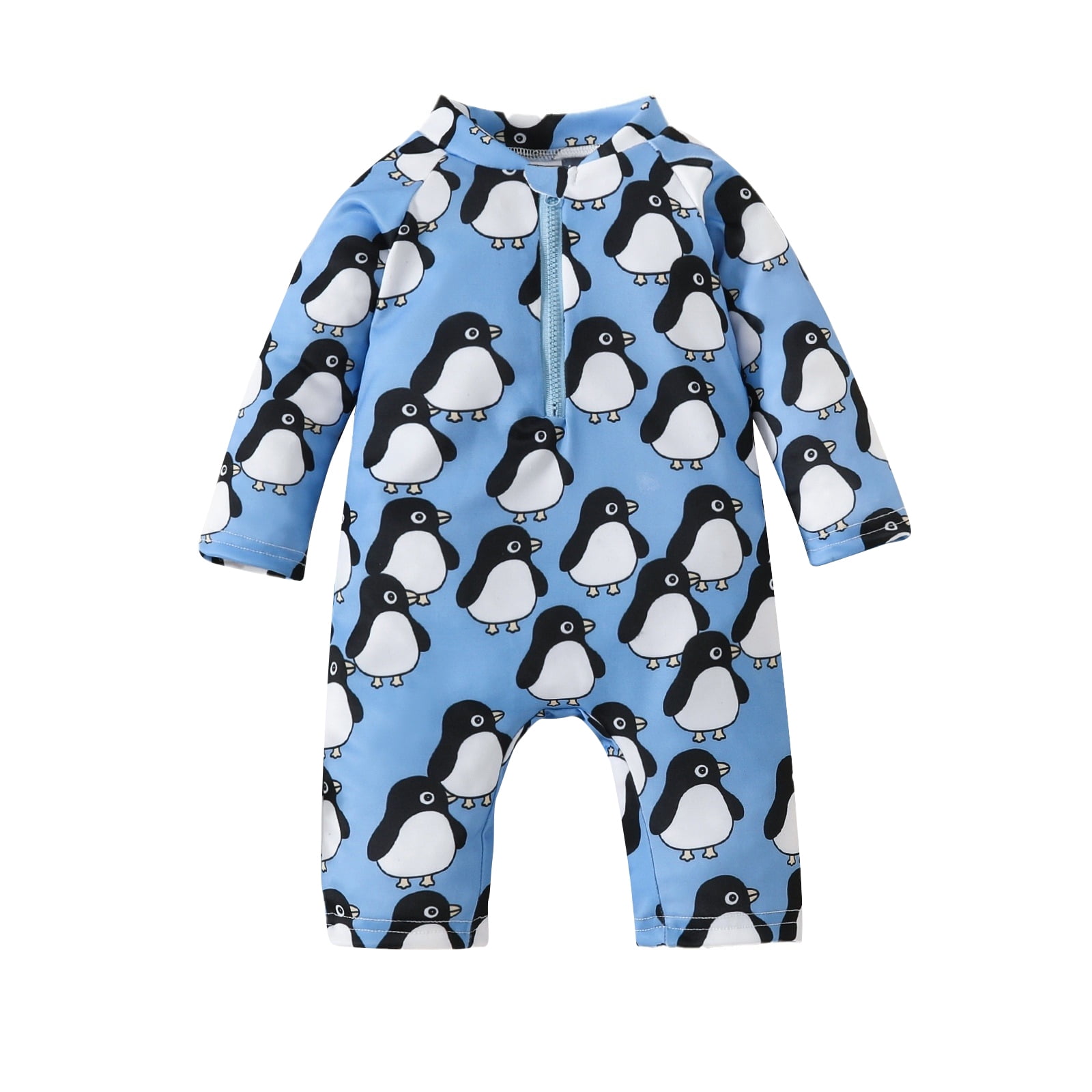 Babyhug Half Raglan Sleeves Water Repellent Legged Swimsuit with Jungle Theme Print - Blue main image 1