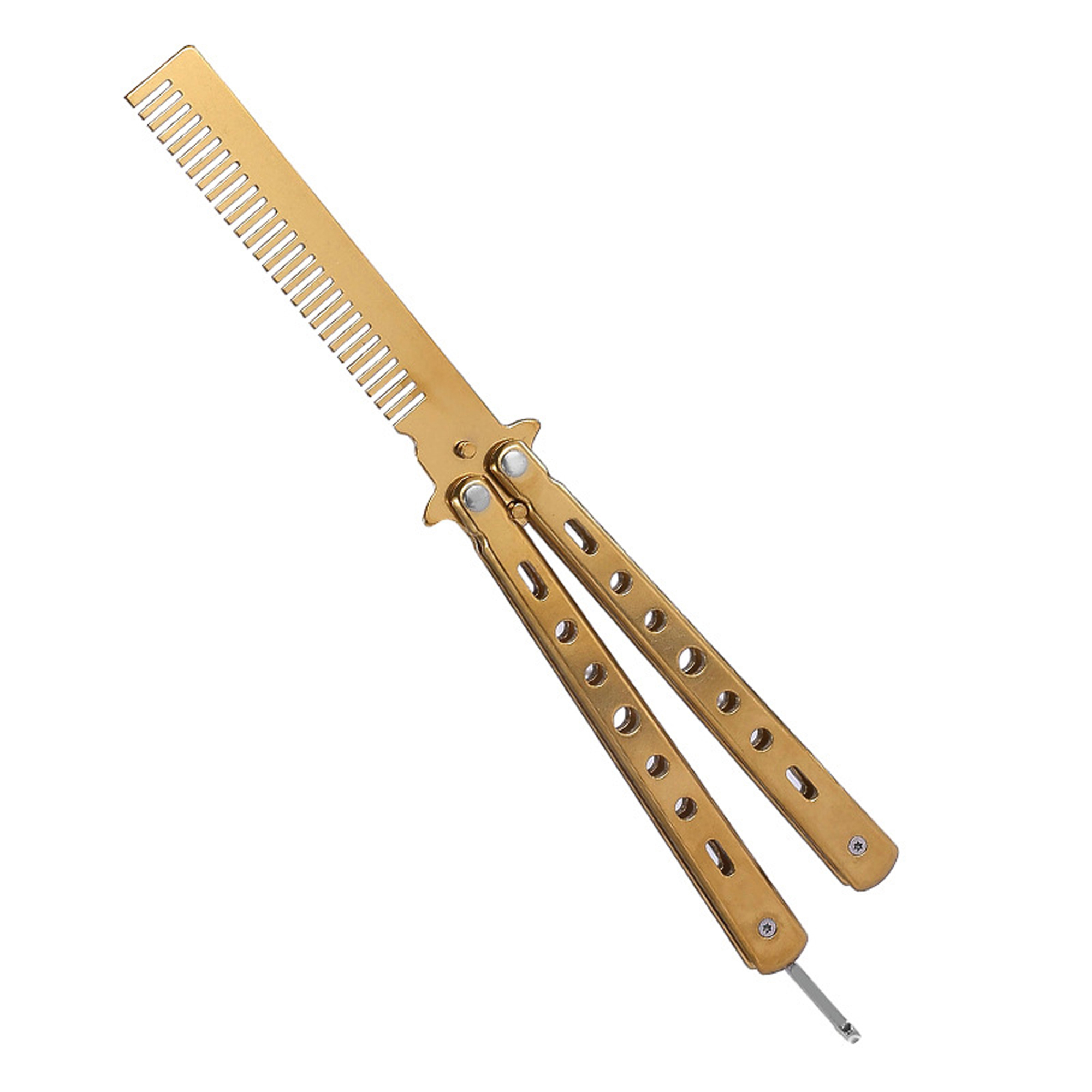 Inevnen Butterfly Knife Comb Stainless Steel Practice Hair Styling Tool