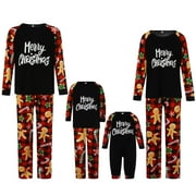 INEVNEN Family Christmas Pjs Matching Sets Gingerbread Man Pajamas Sleepwear for Adult Kids Baby