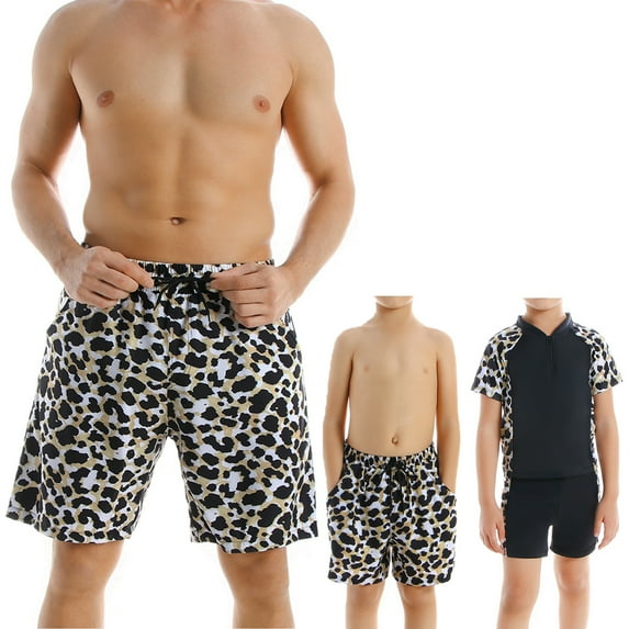 Inevnen Family Matching Swimsuit Father and Son Floral Print Beachwear Swimwear Sets Daddy and Me Swimming Trunks Pants