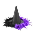 Inevnen Halloween Party Hat Feather Witch Hat for Women Men Costume