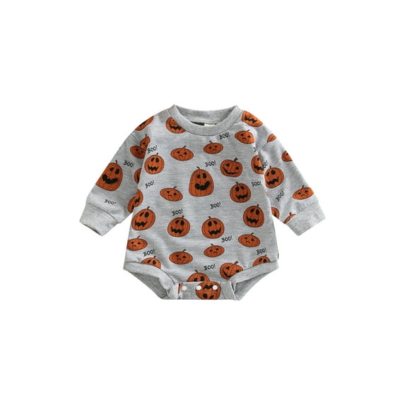 Inevnen Infant Baby Girl Boy Halloween Outfit Pumpkin Sweatshirt Onesie Romper Bodysuit Clothes