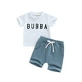 thumbnail image 1 of Inevnen Infant Boy Summer Clothes Suits Letter Print Short Sleeve Crew Neck T-Shirts and Elastic Waist Shorts 2Pcs Set, 1 of 8