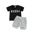 thumbnail image 1 of Inevnen Infant Boy Summer Clothes Suits Letter Print Short Sleeve Crew Neck T-Shirts and Elastic Waist Shorts 2Pcs Set, 1 of 8