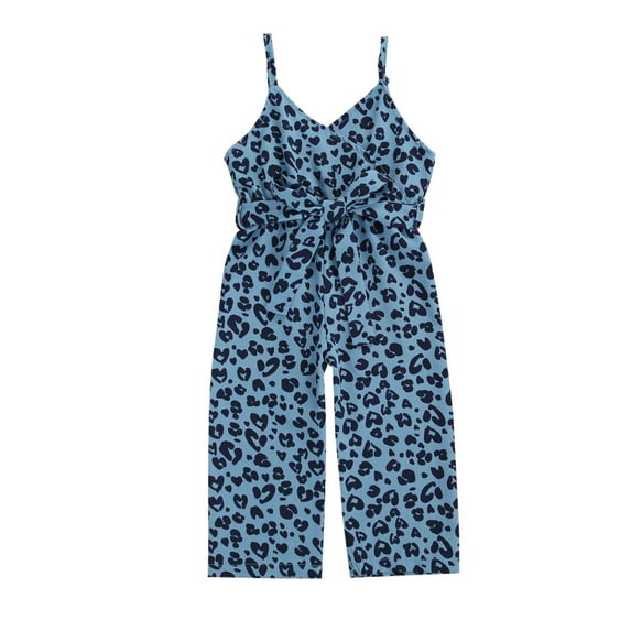 Inevnen Kid Toddler Baby Girl Summer Sleeveless Romper One Piece Leopard Jumpsuit Bell-Bottomed Flare Pants
