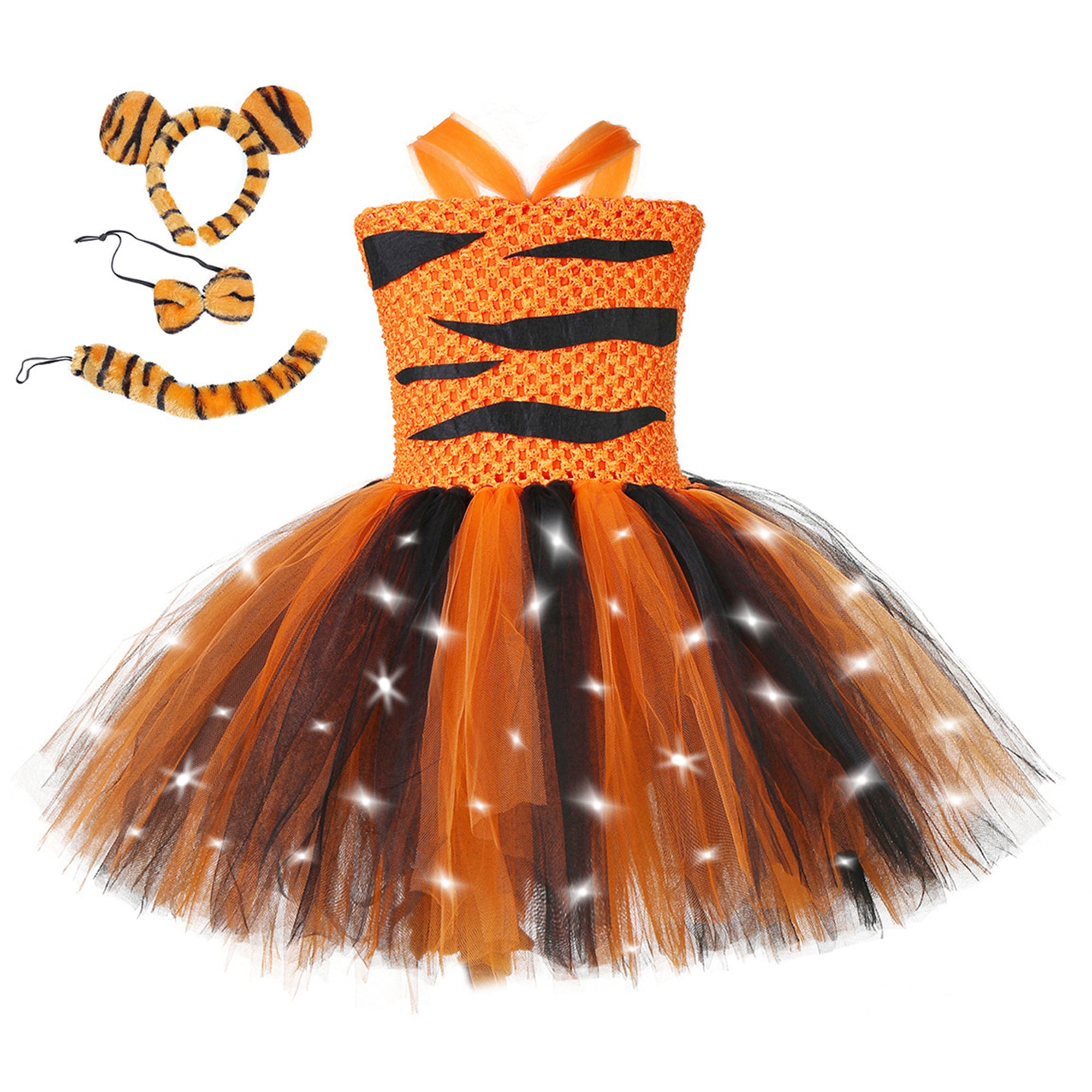 Petitebella Reindeer Costume For Kids - 5-Piece Set With Headband, Tutu, Tail & Gloves (Brown Snowflake) - View #9