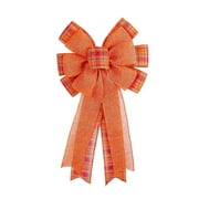 Inevnen Large Fall Bow for Wreath Plaid Pumpkin Thanksgiving Burlap Bows