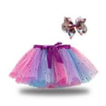 thumbnail image 1 of Inevnen Layered Tulle Rainbow Tutu Skirt for Toddler Baby Girls Birthday Party Petal Skirts with Headwear, 1 of 6