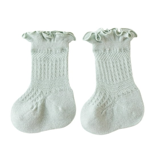 Inevnen Little Girls Ruffle Lace Trim Cotton Socks Baby Girl Eyelet Frilly Dress Socks Boot Socks
