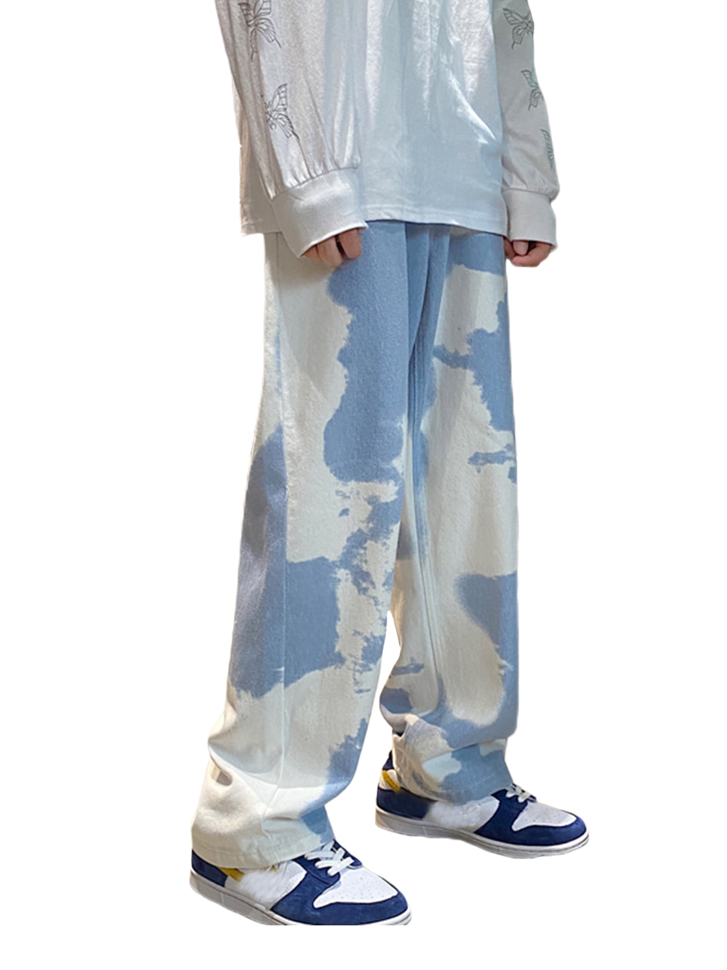 【DEARMINE】Kaon Dying Wide Pants Inevnen Men's Casual High Waisted Wide Leg Baggy Jeans Denim