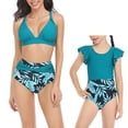 thumbnail image 1 of Inevnen Mother and Daughter Swimwear Family Matching Swimsuit Mommy and Me Bathing Suits Two-Pieces Falbala Bikini Set, 1 of 8