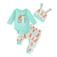 thumbnail image 1 of Inevnen My First Easter Baby Girl Boy Outfits 3PCS Infant Romper Bunny Pants Hat Clothes Set, 1 of 9