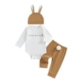 thumbnail image 1 of Inevnen My First Easter Baby Girl Boy Outfits 3PCS Infant Romper Bunny Pants Hat Clothes Set, 1 of 9