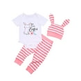 thumbnail image 1 of Inevnen My First Easter Baby Girl Boy Outfits 3PCS Infant Romper Bunny Pants Hat Clothes Set, 1 of 8